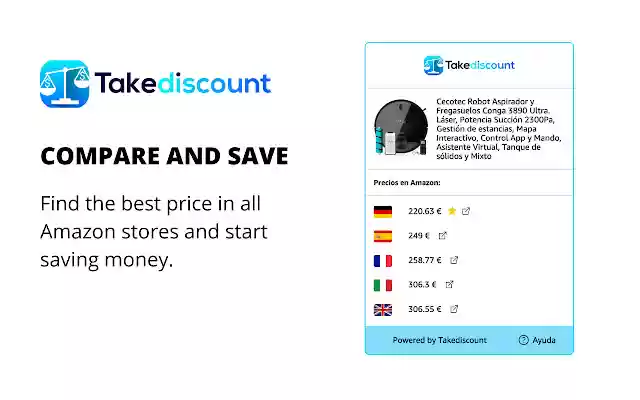 TakeDiscount Confronta i prezzi e risparmia denaro dal negozio web di Chrome da eseguire con OffiDocs Chromium online