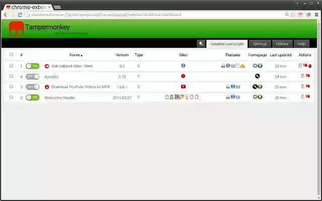 Tampermonkey BETA  from Chrome web store to be run with OffiDocs Chromium online