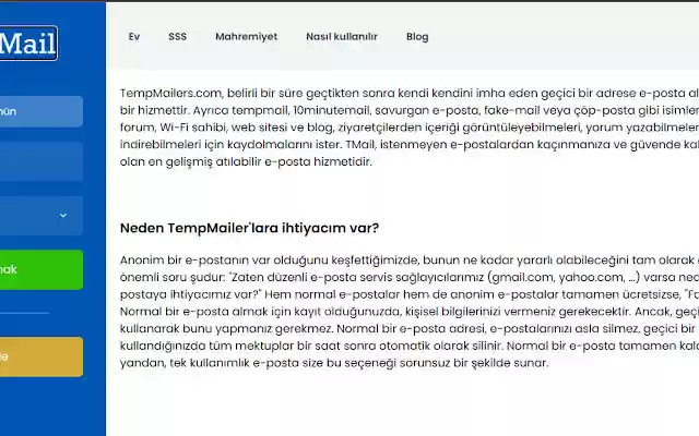 TempMailers ze sklepu internetowego Chrome do uruchomienia z OffiDocs Chromium online