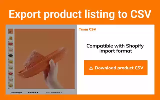 Temu CSV Xuất sản phẩm Temu Shopify CSV từ cửa hàng Chrome trực tuyến để chạy với OffiDocs Chromium trực tuyến