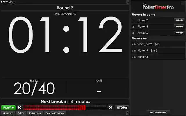 The Poker Timer  from Chrome web store to be run with OffiDocs Chromium online