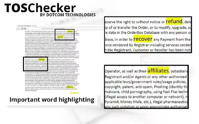 TOSChecker  from Chrome web store to be run with OffiDocs Chromium online