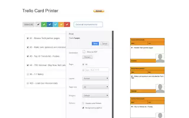 Trello Card Printer  from Chrome web store to be run with OffiDocs Chromium online