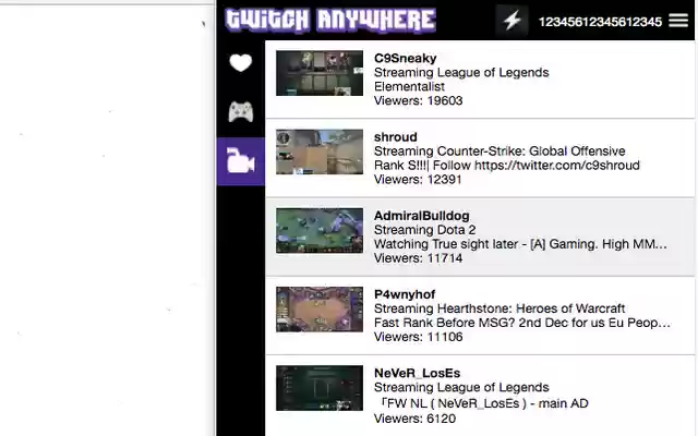 Twitch Anywhere  from Chrome web store to be run with OffiDocs Chromium online