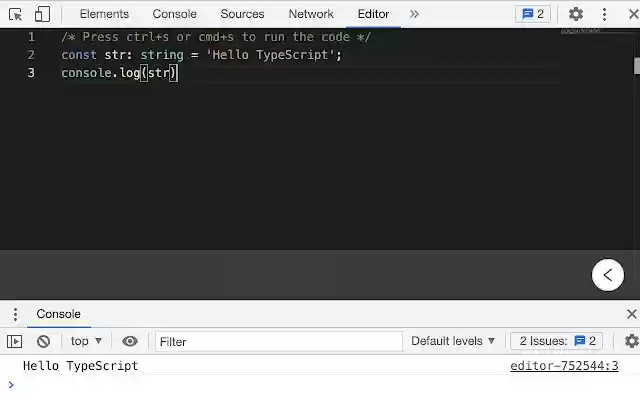 TypeScript Editor  from Chrome web store to be run with OffiDocs Chromium online