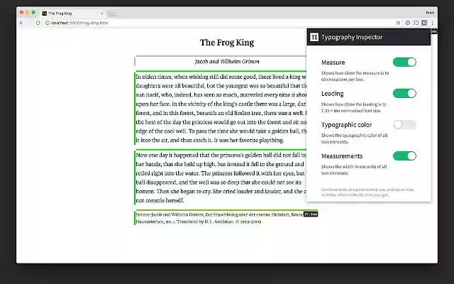 Typography Inspector  from Chrome web store to be run with OffiDocs Chromium online