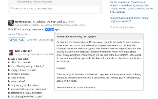 Urban Dictionary Instant Word Lookup  from Chrome web store to be run with OffiDocs Chromium online