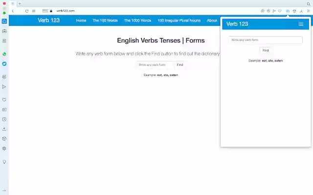 Verb123 | English Verbs Tenses  from Chrome web store to be run with OffiDocs Chromium online