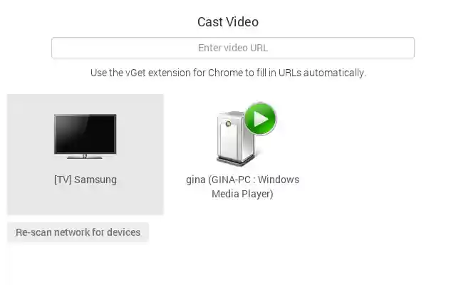 vGet Cast (DLNA Controller) da Chrome Web Store para ser executado com OffiDocs Chromium online