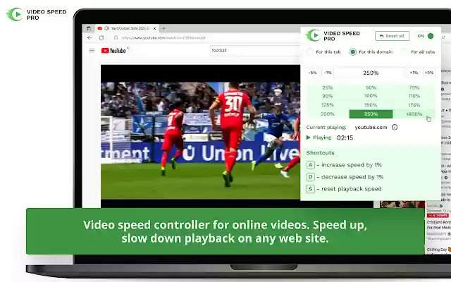 Video Speed Pro  from Chrome web store to be run with OffiDocs Chromium online