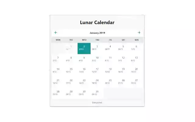 VIETNAMESE LUNAR CALENDAR  from Chrome web store to be run with OffiDocs Chromium online