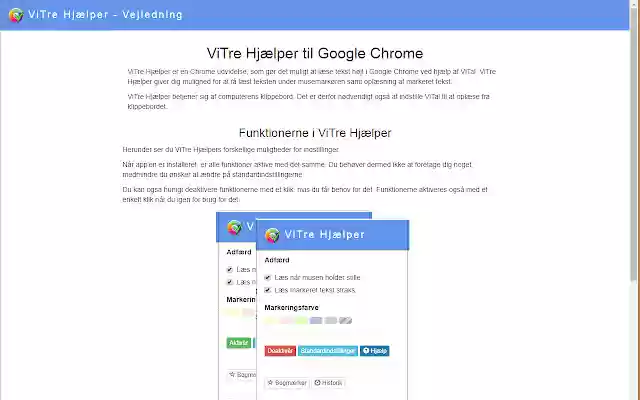 ViTre Hjælper til Google Chrome  from Chrome web store to be run with OffiDocs Chromium online