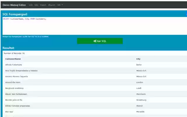 W3Schools Power Sql Editor  from Chrome web store to be run with OffiDocs Chromium online