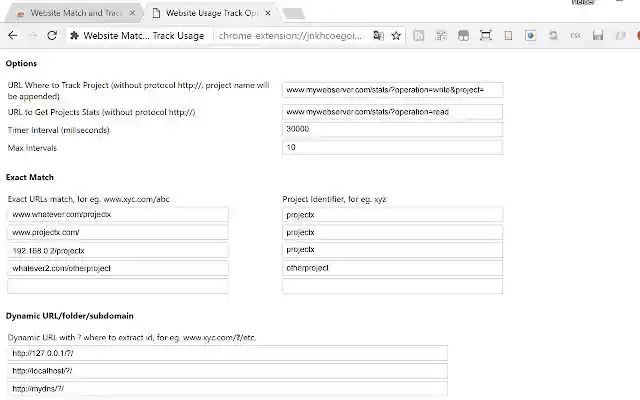 Website Match and Track Usage  from Chrome web store to be run with OffiDocs Chromium online