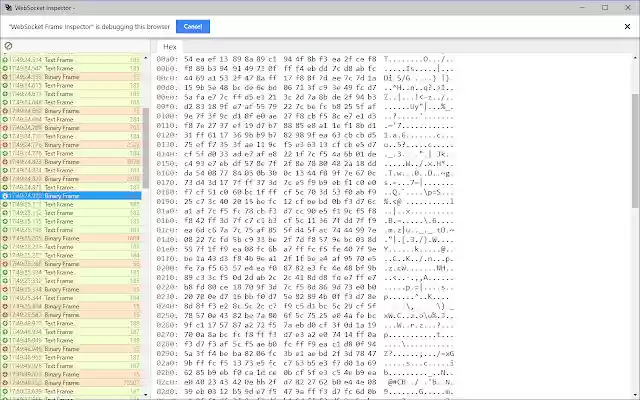 WebSocket Frame Inspector  from Chrome web store to be run with OffiDocs Chromium online