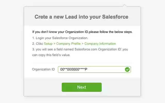 Web to Lead for Salesforce daripada kedai web Chrome untuk dijalankan dengan OffiDocs Chromium dalam talian