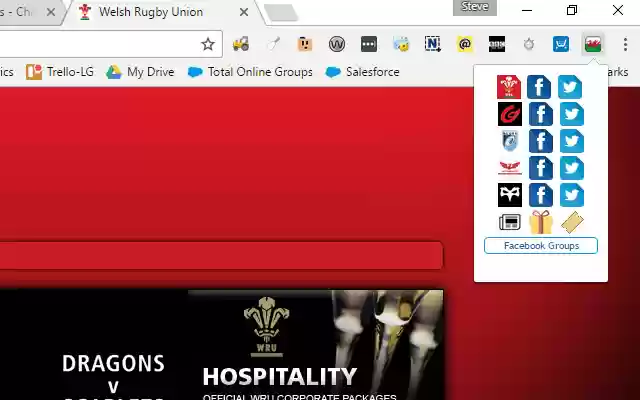 Welsh Rugby Links de la boutique en ligne Chrome sera exécuté avec OffiDocs Chromium en ligne