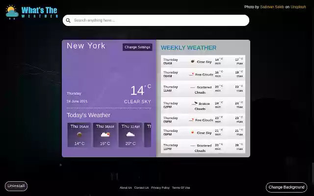 Whats The Weather Extension  from Chrome web store to be run with OffiDocs Chromium online