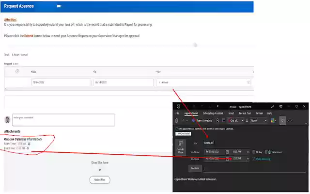 Workday and Outlook Sync  from Chrome web store to be run with OffiDocs Chromium online