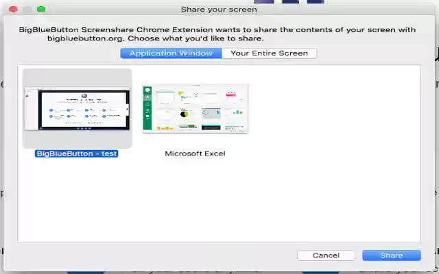 YNOTZ BigBlueButton Screenshare Extension  from Chrome web store to be run with OffiDocs Chromium online