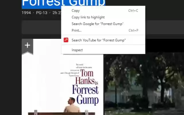 Youtube context menu search  from Chrome web store to be run with OffiDocs Chromium online