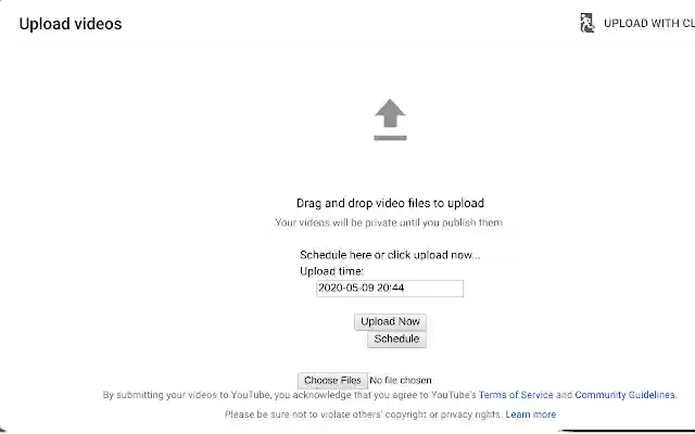 Youtube Upload Timer from Chrome web store to be run with OffiDocs Chromium online Youtube Upload Timer from Chrome web store to be run with OffiDocs Chromium online