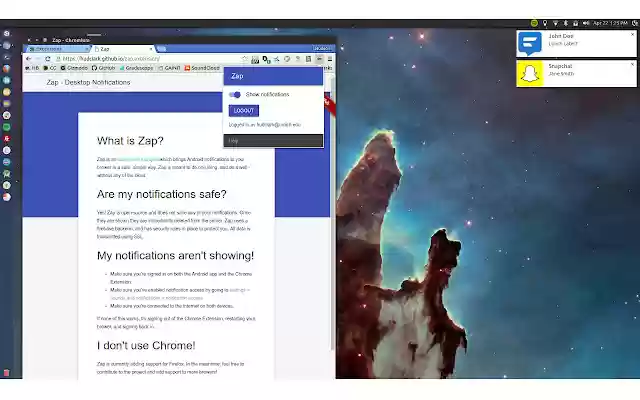 Zap-Desktop-Benachrichtigungen aus dem Chrome-Webshop, die mit OffiDocs Chromium online ausgeführt werden sollen