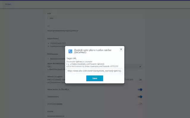 Zendesk caller phone number catcher  from Chrome web store to be run with OffiDocs Chromium online