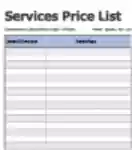 Free download Services Price List Example DOC, XLS or PPT template free to be edited with LibreOffice online or OpenOffice Desktop online