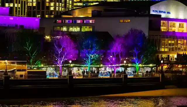 Free download Southbank London Coloured Trees -  free free photo or picture to be edited with GIMP online image editor