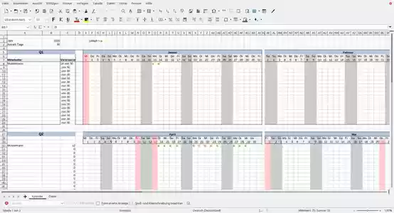 Free template Urlaubsplaner (Holiday/Vacation planning tool) valid for LibreOffice, OpenOffice, Microsoft Word, Excel, Powerpoint and Office 365