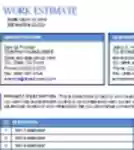 Free download Work Estimate Invoice Microsoft Word, Excel or Powerpoint template free to be edited with LibreOffice online or OpenOffice Desktop online