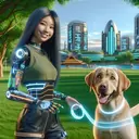 a ai girl with her dog