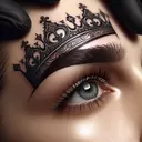 a crown tattoo  on the face above the eyebrow
