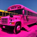 a hot pink school bus