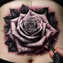 a rose tattoo with no color of a rose with its thorns