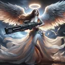 an angel girl with a minigun