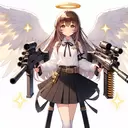 an angel girl with two miniguns