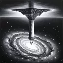 color charcoal  painting,  lighthouse upside down , a spiral galaxy in a circle pool below , starry night