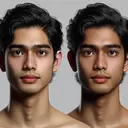 create a photo realistic texture of a 18 year old indian boy from front and side perspective
