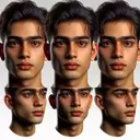 create a photorealistic face texture of a 18 year old indian boy from front side and back perspective