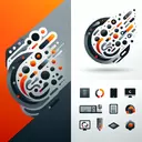 create modern logo grey and orange for informatique entreprise with name micro creadin