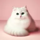 cute white cat pink background