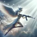 female angel with a gun