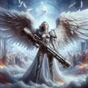 female angel with a rocket launcher