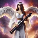 female angel with an rocket launcher