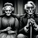 granny from the horror game granny with grandpa chilling