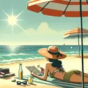 pinup girl at the beach sun tanning