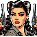 pinup girl with two miniguns
