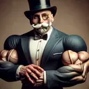 real life monopoly guy ripped with a lot of muscle